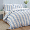 Catherine Lansfield Seersucker Frill Stripe Duvet Cover Bedding Set Blue