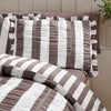 Catherine Lansfield Seersucker Frill Stripe Duvet Cover Bedding Set Chocolate