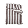 Catherine Lansfield Seersucker Frill Stripe Duvet Cover Bedding Set Chocolate