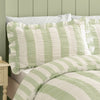 Catherine Lansfield Seersucker Frill Stripe Duvet Cover Bedding Set Green