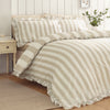 Catherine Lansfield Seersucker Frill Stripe Duvet Cover Bedding Set Natural
