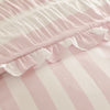Catherine Lansfield Seersucker Frill Stripe Duvet Cover Bedding Set Pink