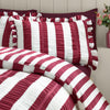 Catherine Lansfield Seersucker Frill Stripe Duvet Cover Bedding Set Plum