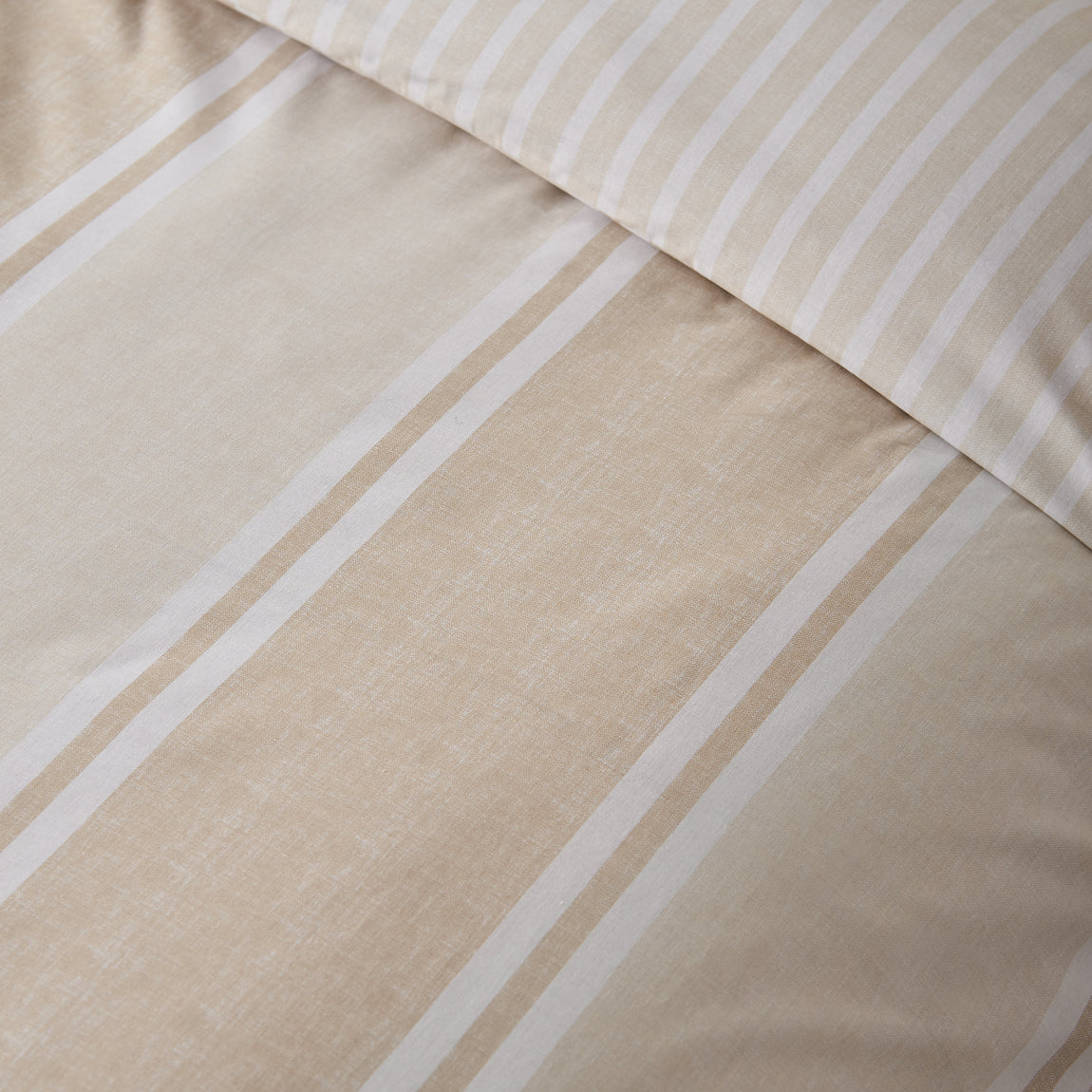 Catherine Lansfield Banded Stripe Duvet Cover Bedding Set Natural