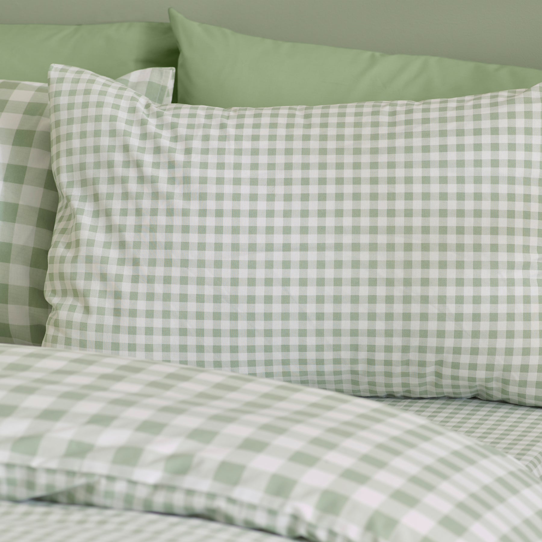 Catherine Lansfield Bamford Gingham Check Duvet Cover Bedding Set Green