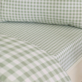 Catherine Lansfield Bamford Gingham Check Bed Linen Fitted Sheet Green