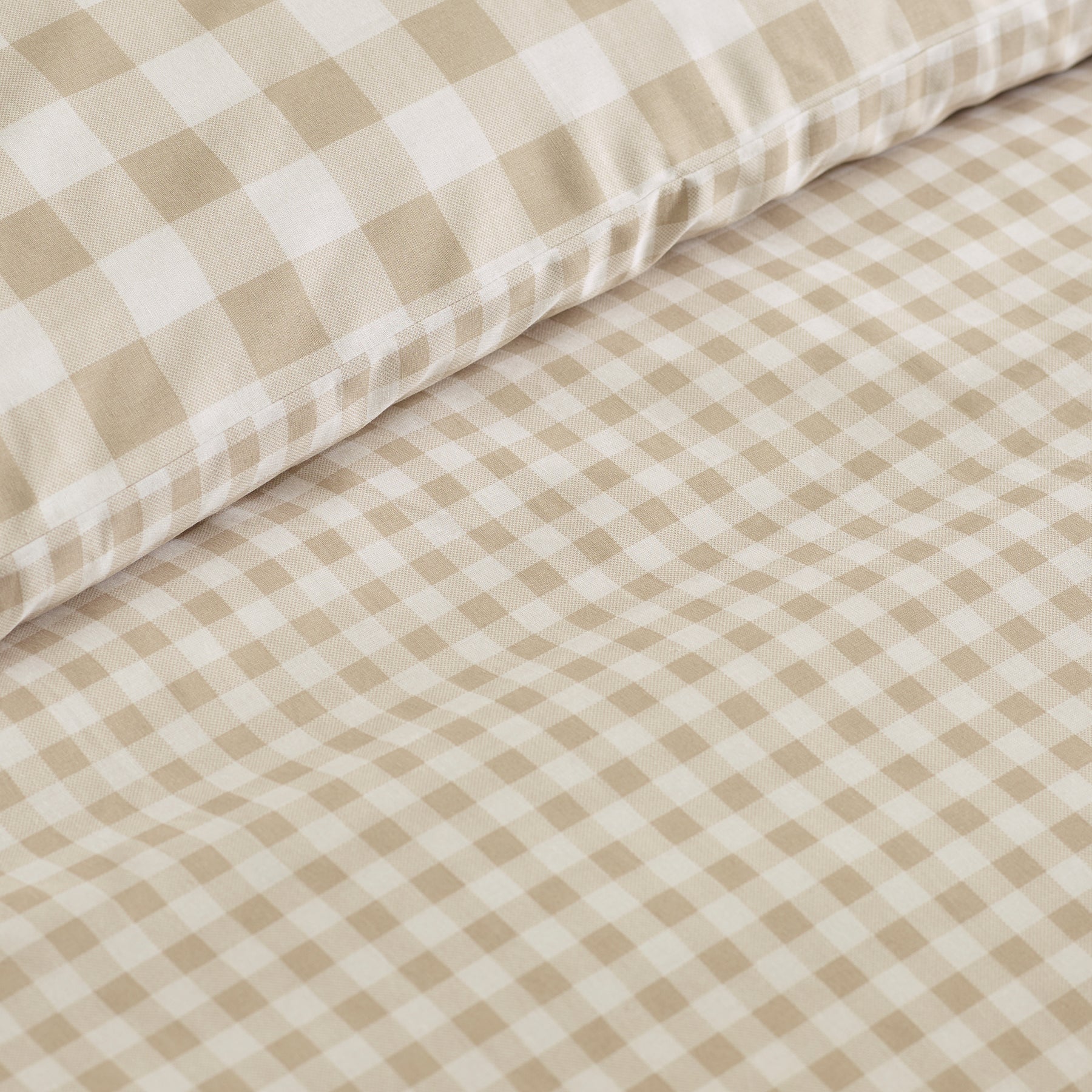 Catherine Lansfield Bamford Gingham Check Duvet Cover Bedding Set Natural