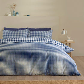 Catherine Lansfield Bamford Gingham Check Duvet Cover Bedding Set Navy