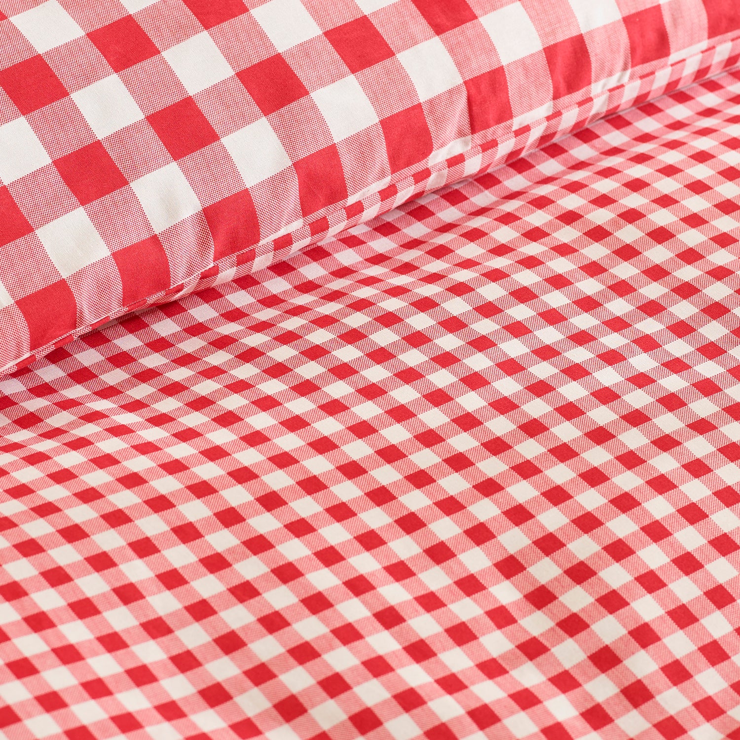 Catherine Lansfield Bamford Gingham Check Duvet Cover Bedding Set Red