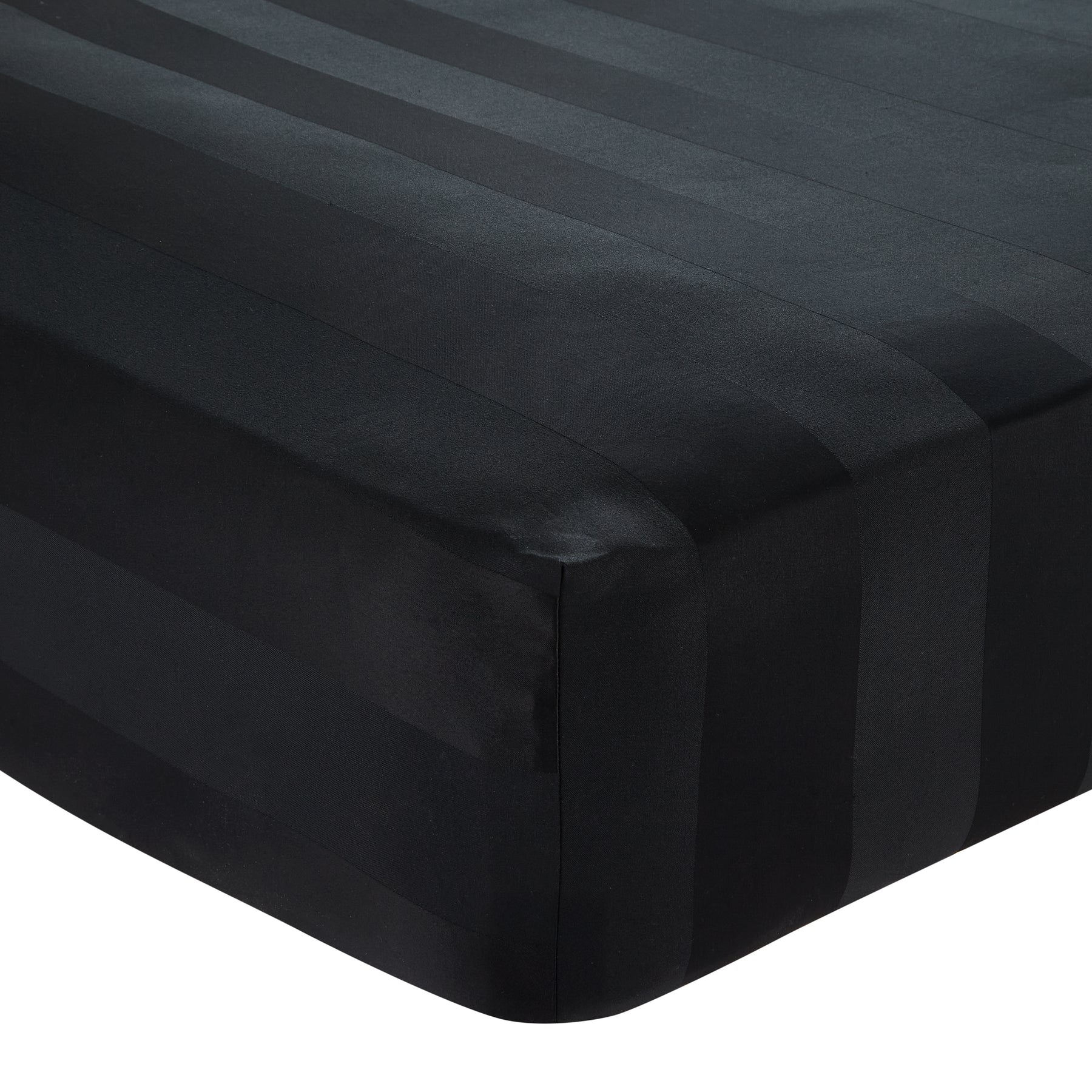 Catherine Lansfield So Soft Satin Stripe Bed Linen Fitted Sheet Black