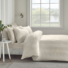 Catherine Lansfield So Soft Satin Stripe Duvet Cover Bedding Set Cream