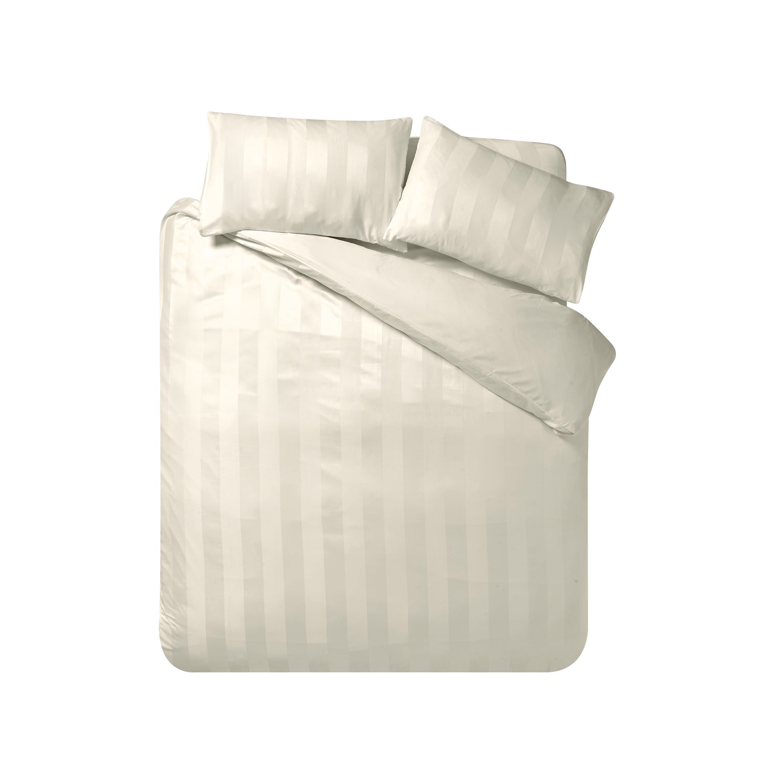 Catherine Lansfield So Soft Satin Stripe Duvet Cover Bedding Set Cream