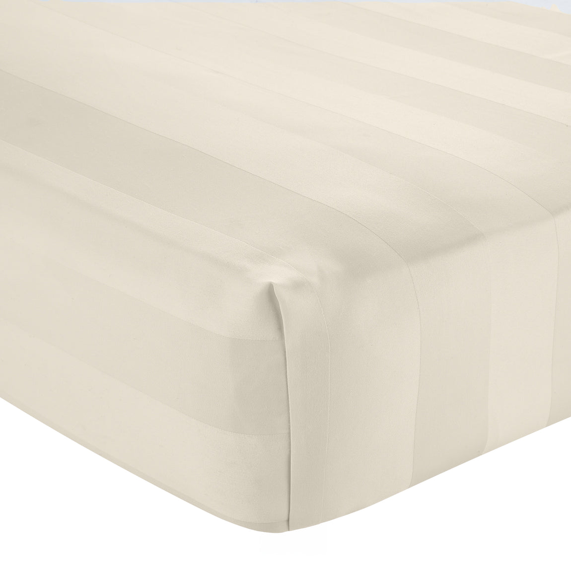 Catherine Lansfield So Soft Satin Stripe Bed Linen Fitted Sheet Cream
