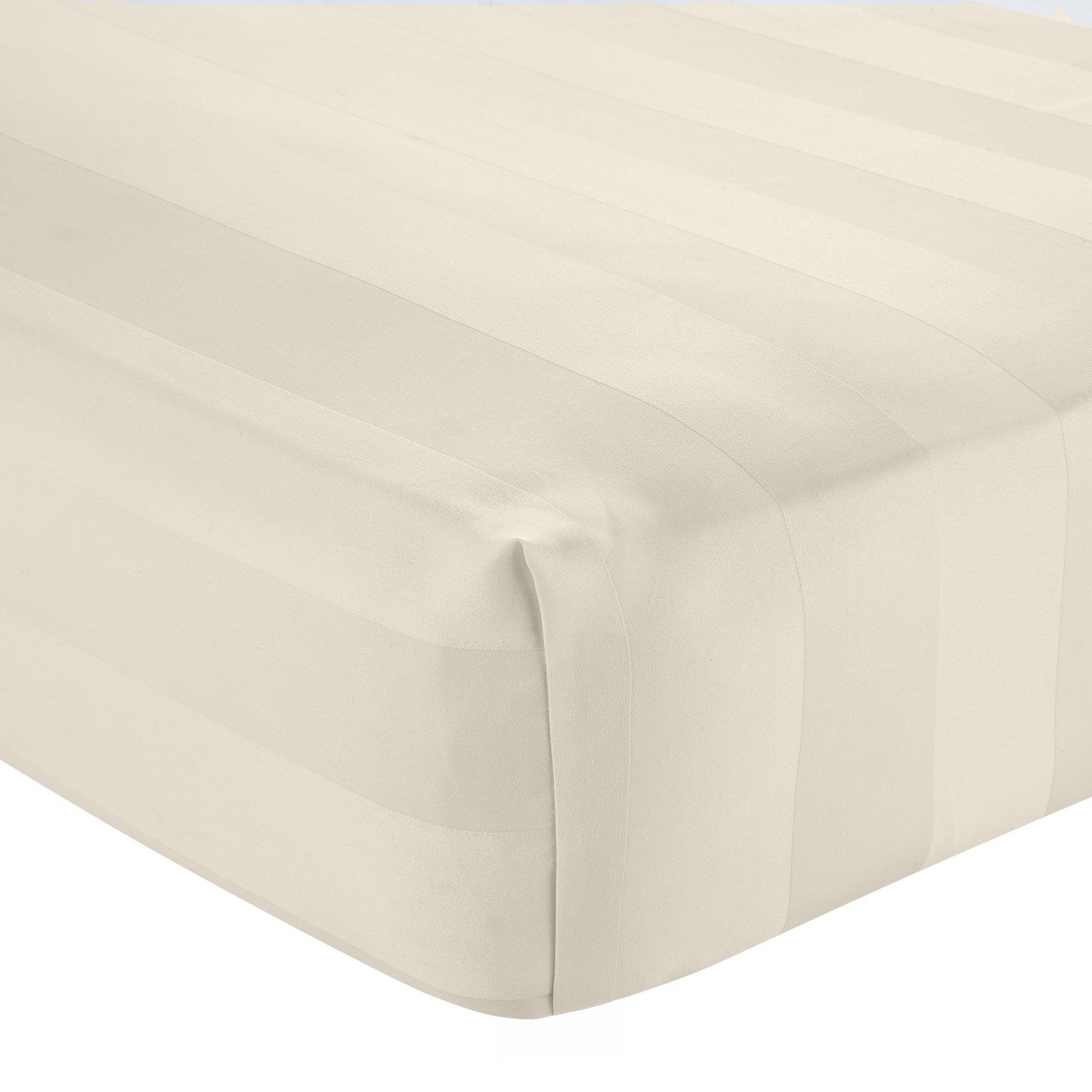 Catherine Lansfield So Soft Satin Stripe Bed Linen Fitted Sheet Cream
