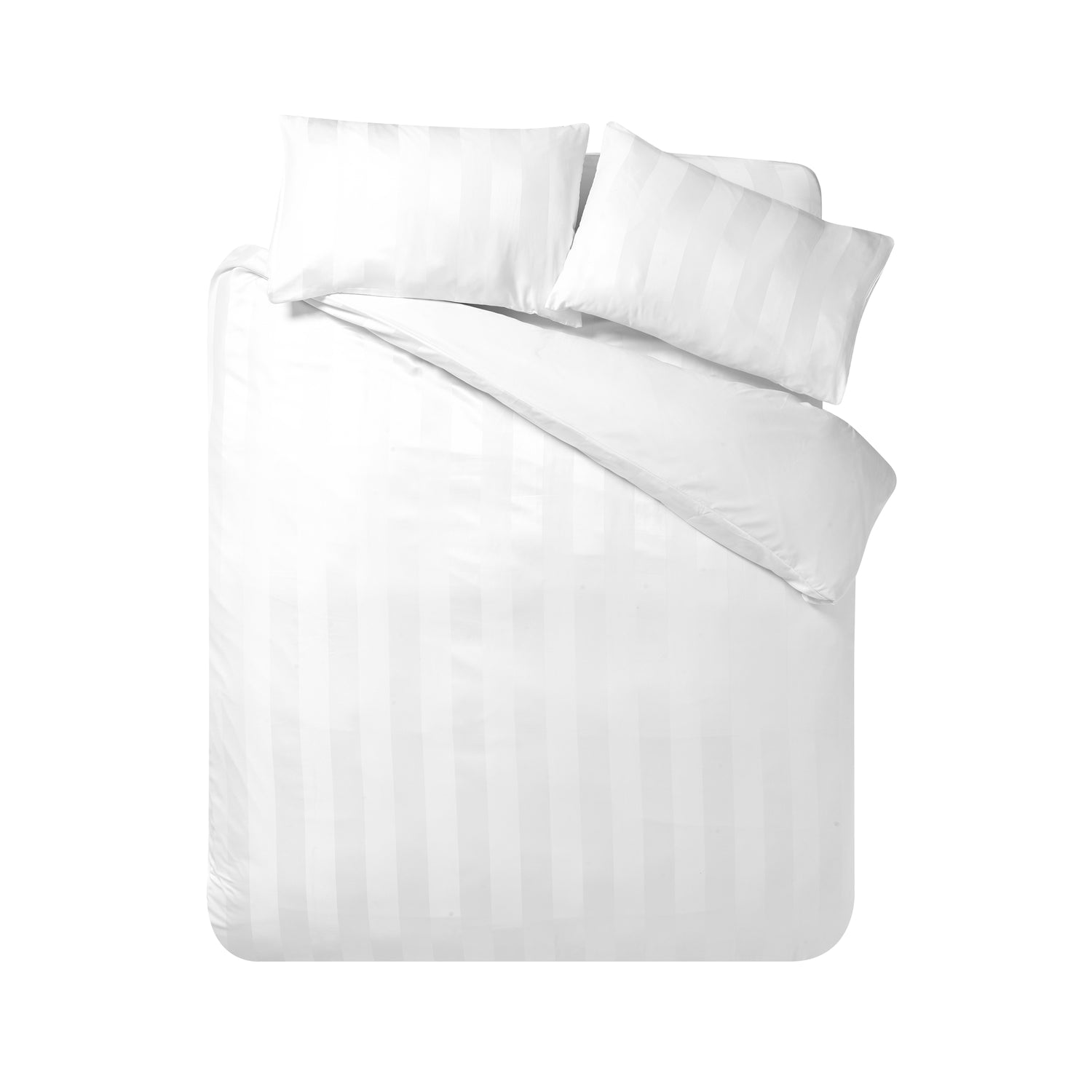 Catherine Lansfield So Soft Satin Stripe Duvet Cover Bedding Set White
