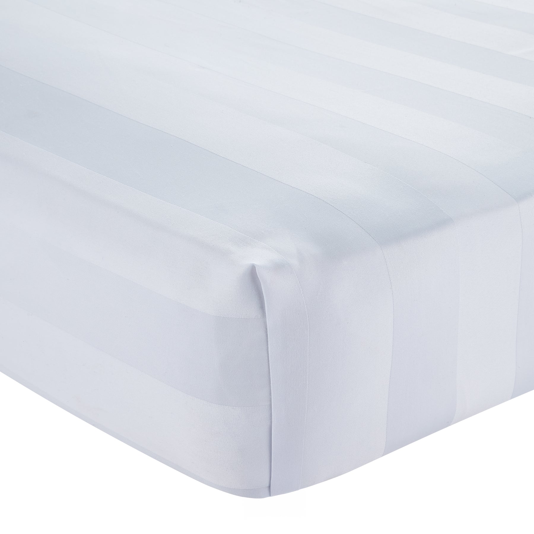 Catherine Lansfield So Soft Satin Stripe Bed Linen Fitted Sheet White
