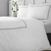 Catherine Lansfield So Soft Mono Satin Stitch Duvet Cover Bedding Set White Silver