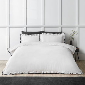 Catherine Lansfield So Soft Mono Frill Duvet Cover Bedding Set White Black