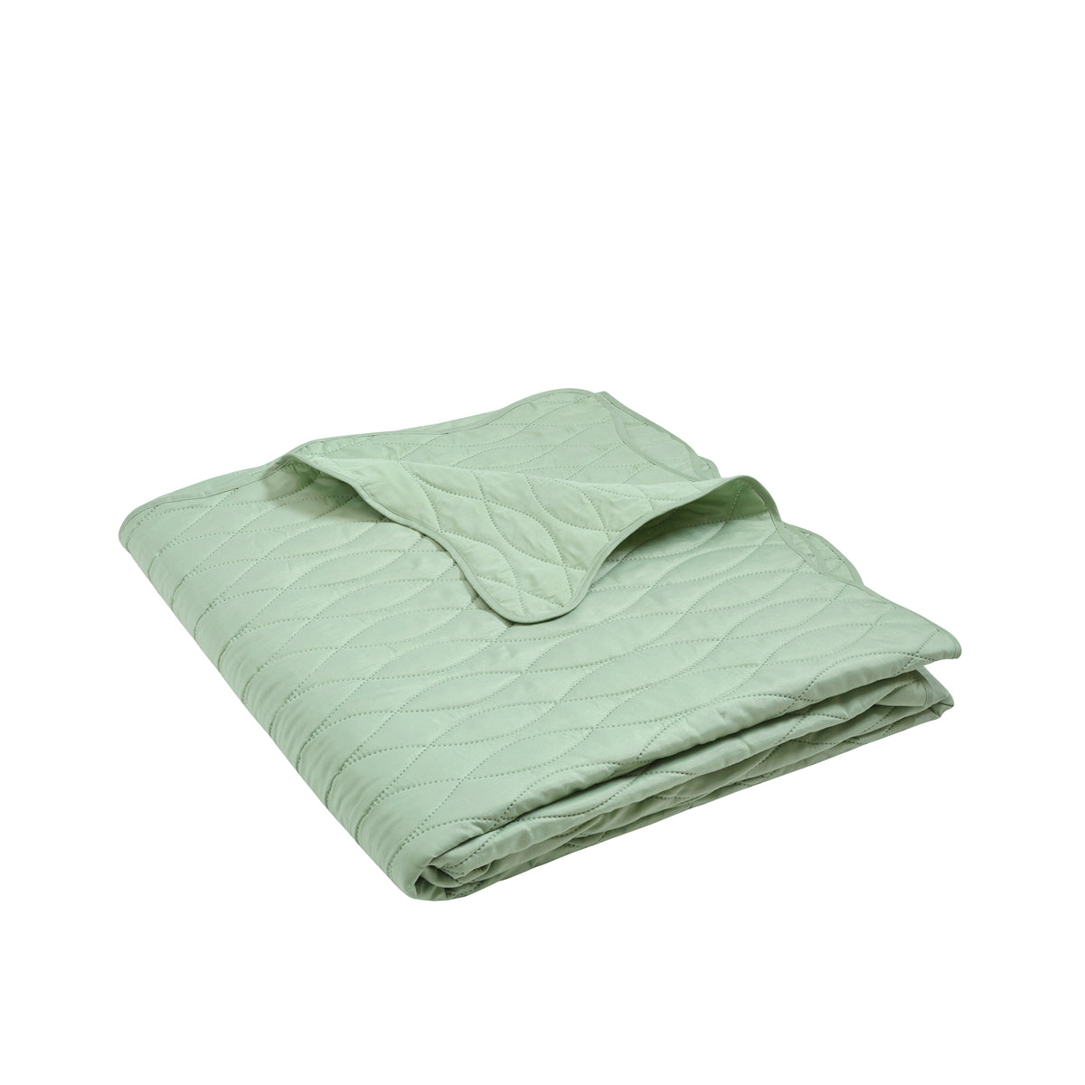 Catherine Lansfield Scallop Waves 240cm x 260cm Quilted Bedspread Green
