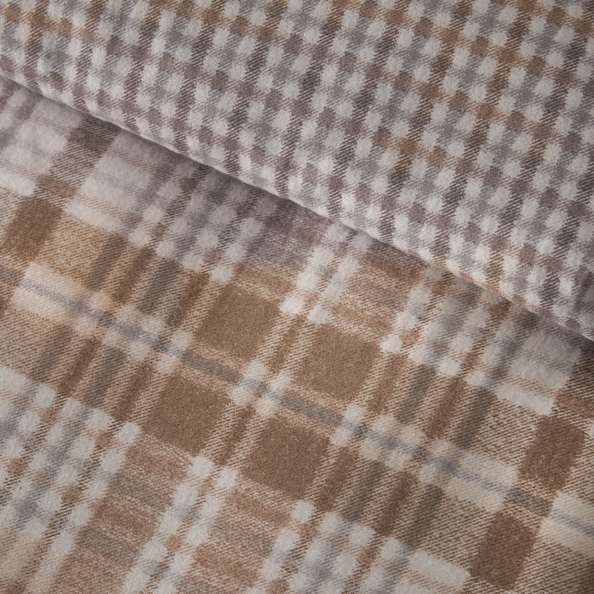 Catherine Lansfield Brushed Hamish Check Duvet Cover Bedding Set Natural