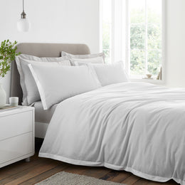 Bianca Seersucker Woven Stripe Duvet Cover Bedding Set Grey