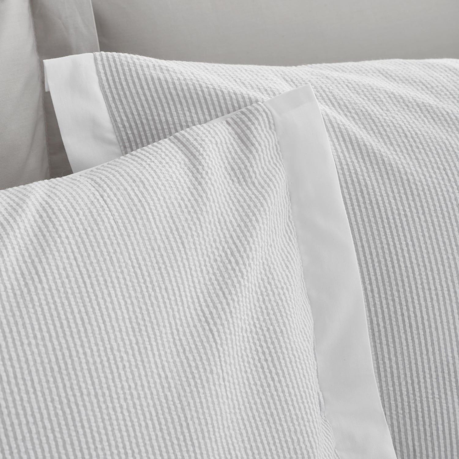 Bianca Seersucker Woven Stripe Duvet Cover Bedding Set Grey