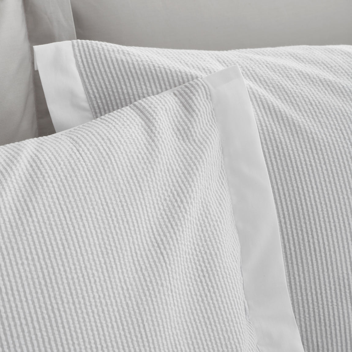 Bianca Seersucker Woven Stripe Duvet Cover Bedding Set Grey