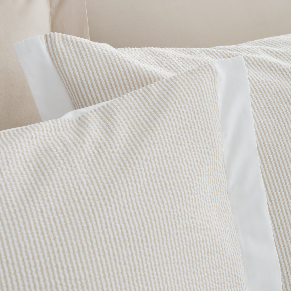 Bianca Seersucker Woven Stripe Duvet Cover Bedding Set Natural