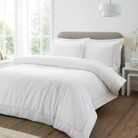 Bianca Contrast Trim Duvet Cover Bedding Set White Natural