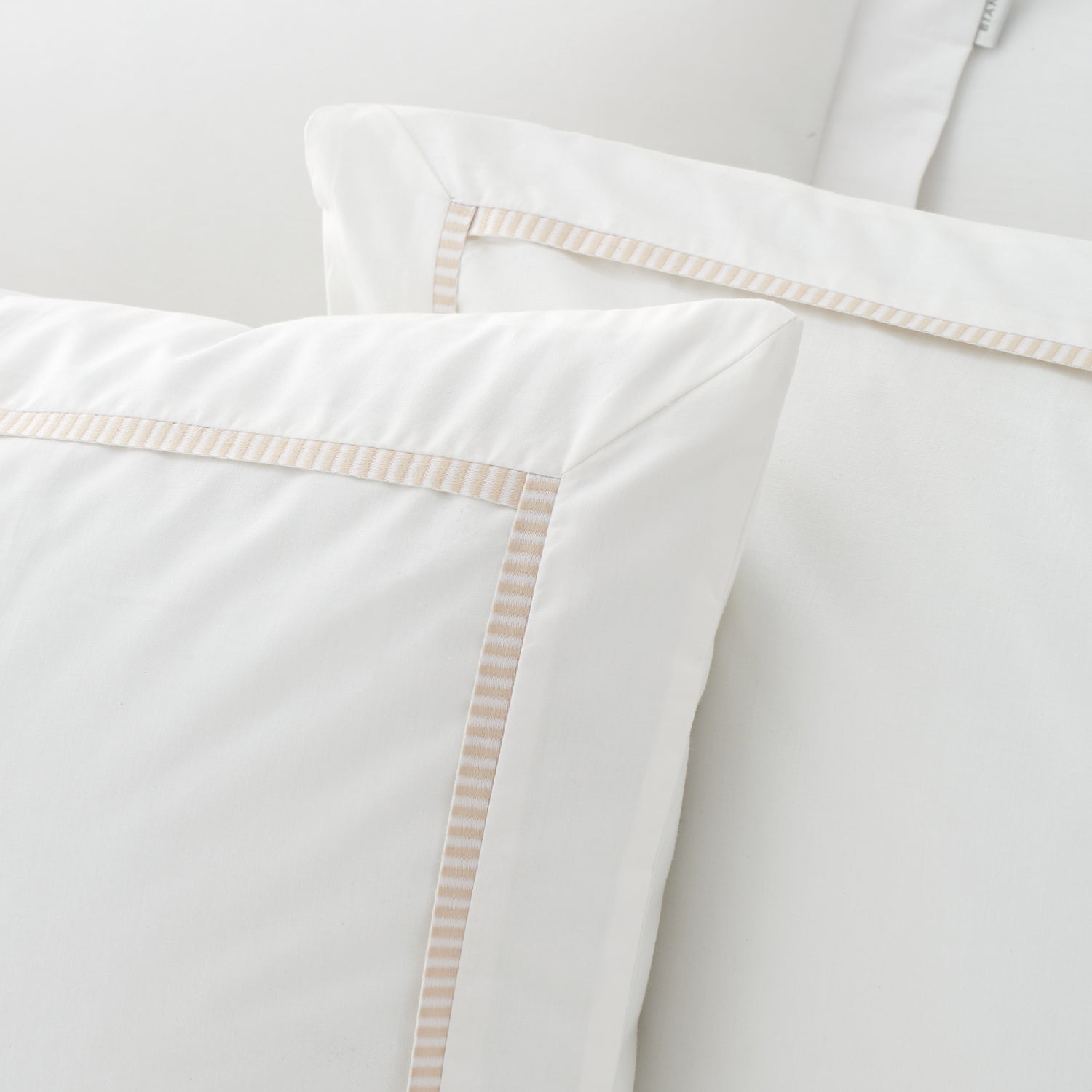 Bianca Contrast Trim Duvet Cover Bedding Set White Natural