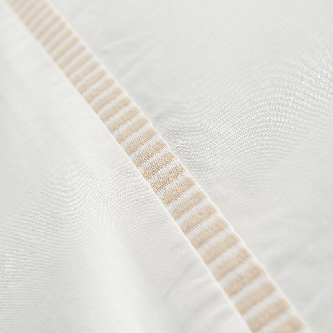 Bianca Contrast Trim Duvet Cover Bedding Set White Natural