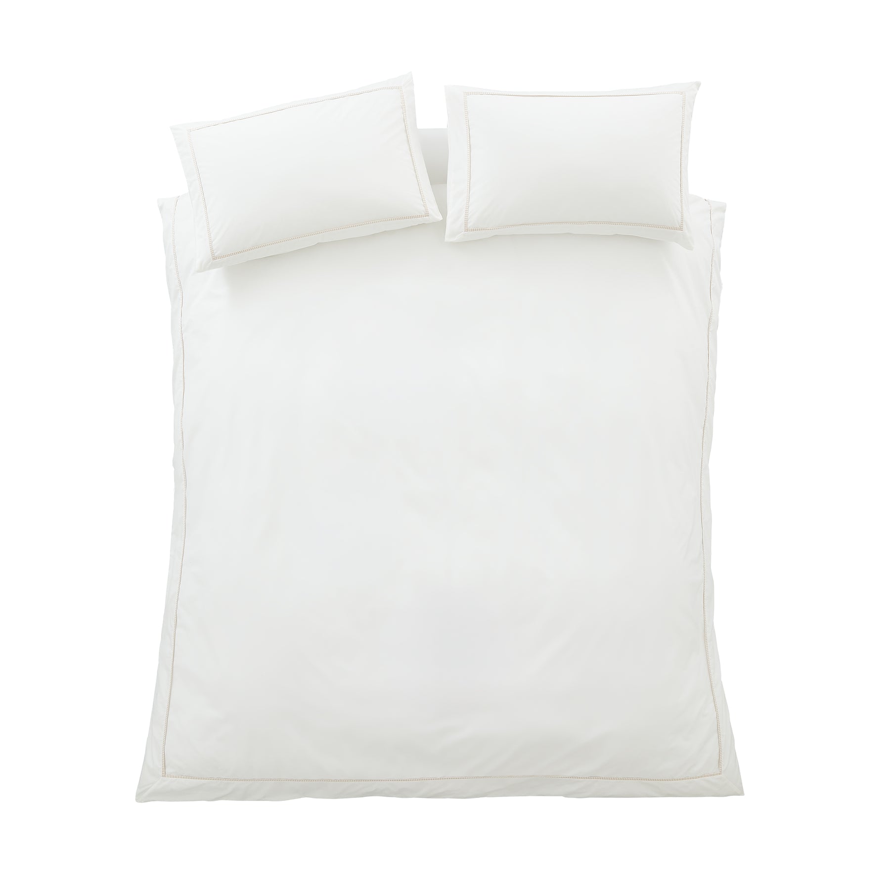 Bianca Contrast Trim Duvet Cover Bedding Set White Natural