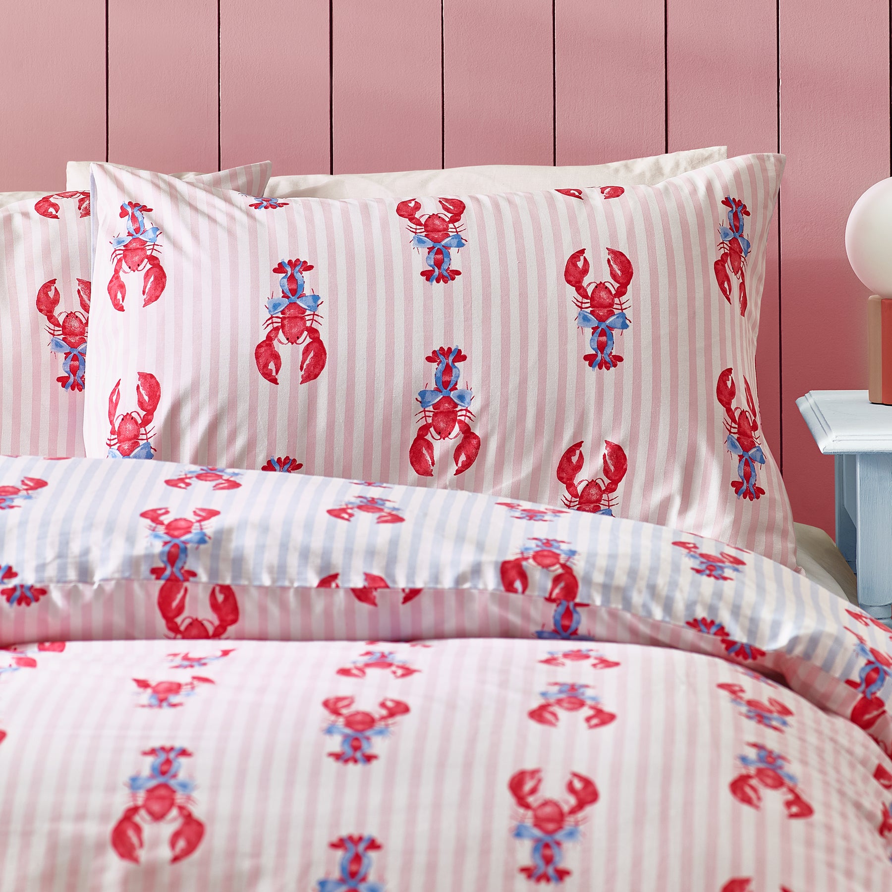 Sassy B Lobster Stripe Duvet Cover Bedding Set Pink Blue