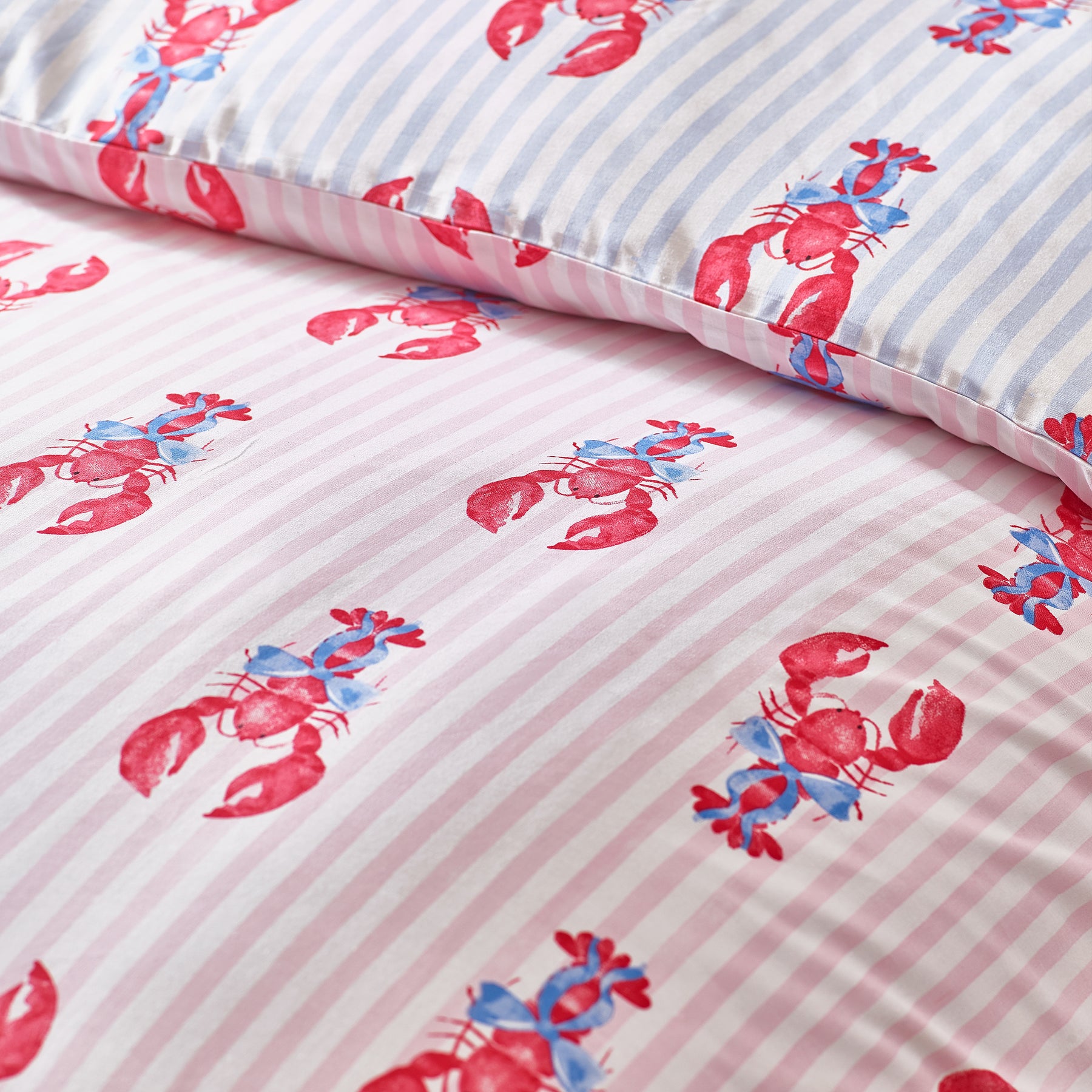 Sassy B Lobster Stripe Duvet Cover Bedding Set Pink Blue