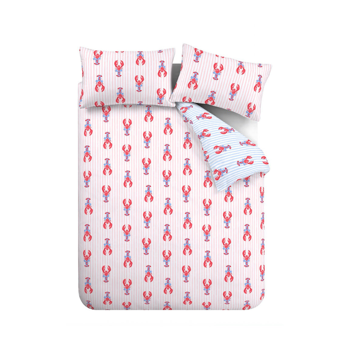 Sassy B Lobster Stripe Duvet Cover Bedding Set Pink Blue