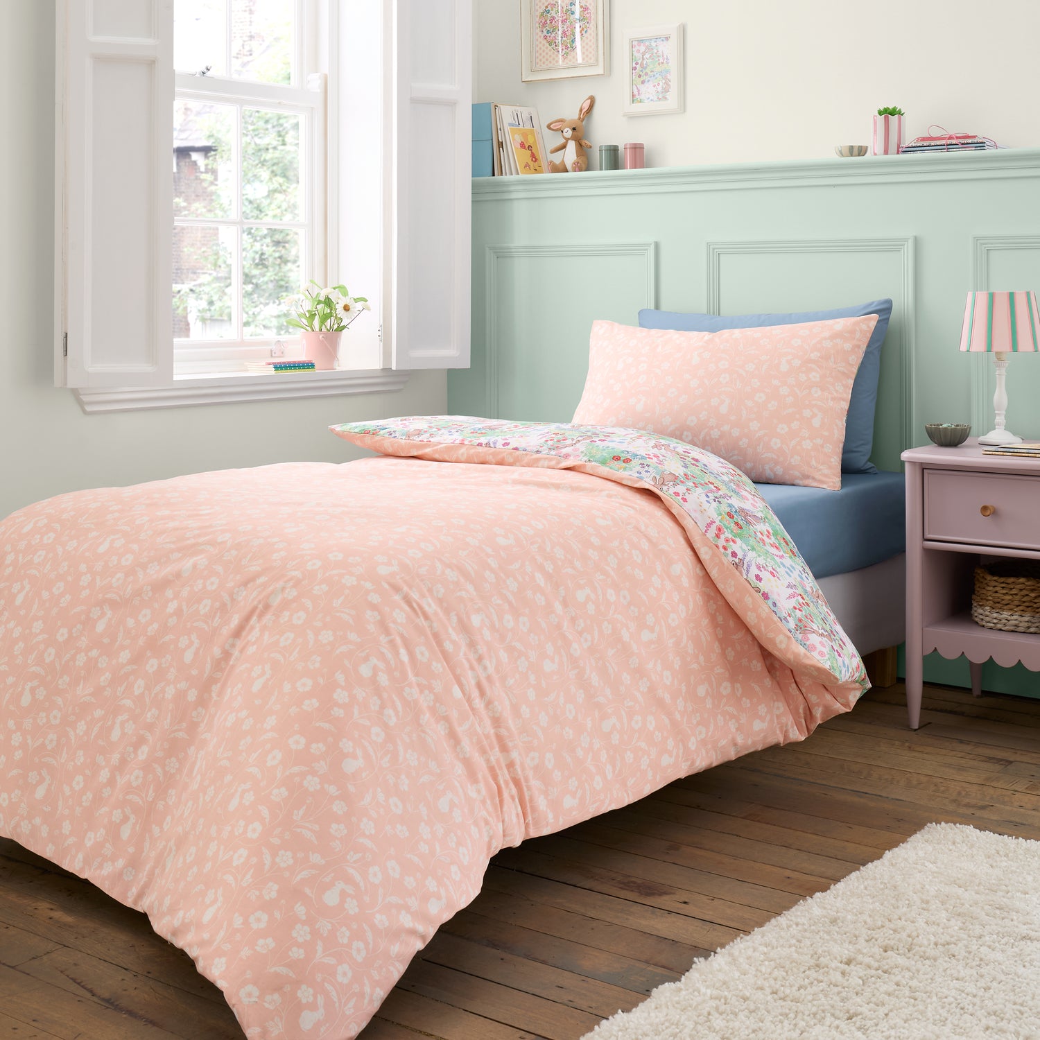Belle and Boo Meadow Bunnies Childrens Bedding Blue