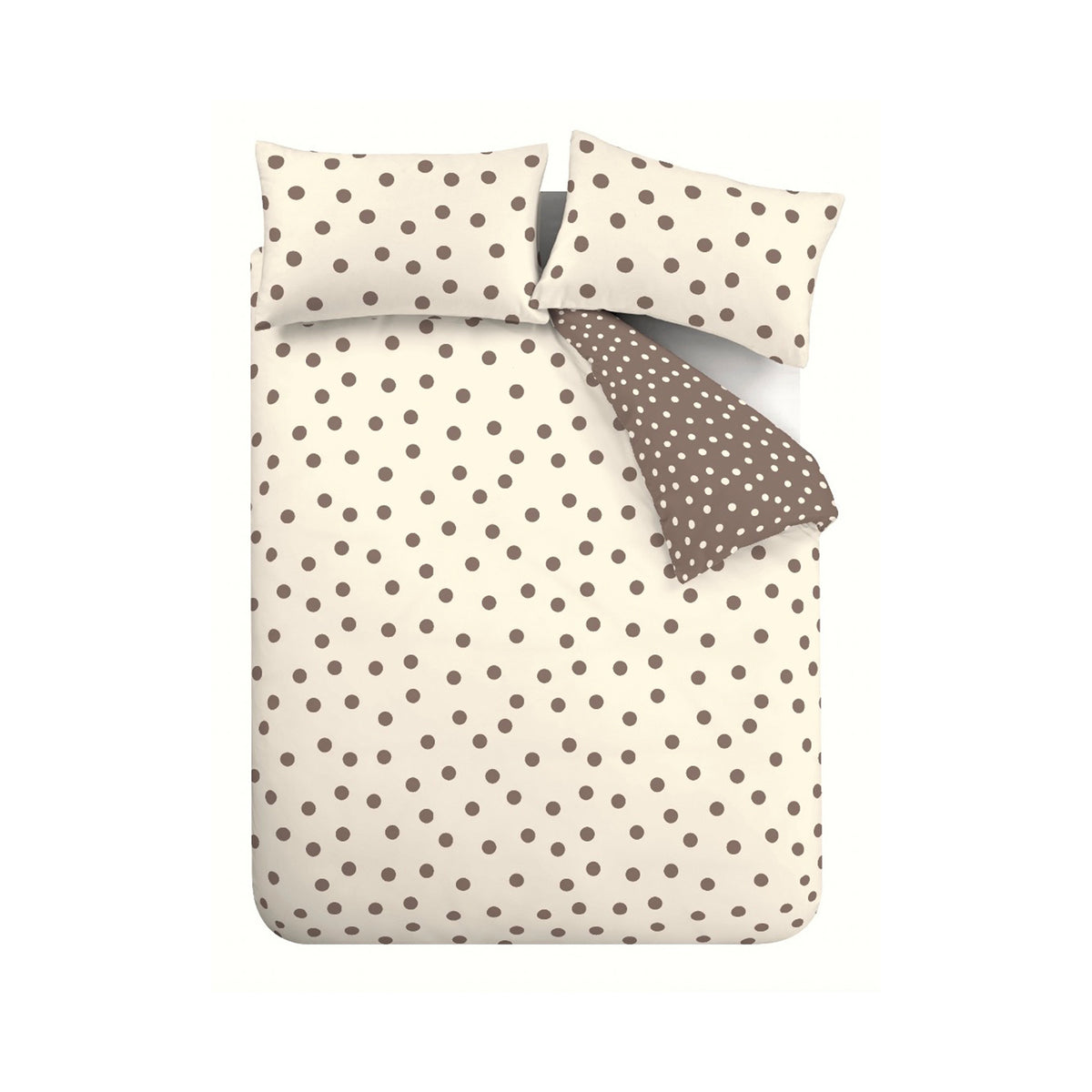 Catherine Lansfield Polka Dot Duvet Cover Bedding Set Chocolate