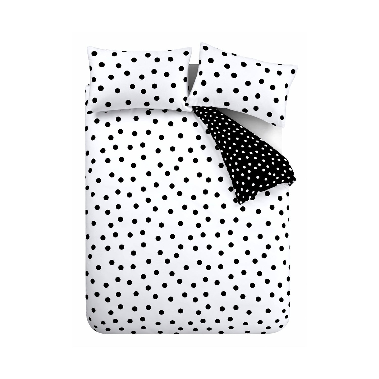 Catherine Lansfield Polka Dot Duvet Cover Bedding Set Black White