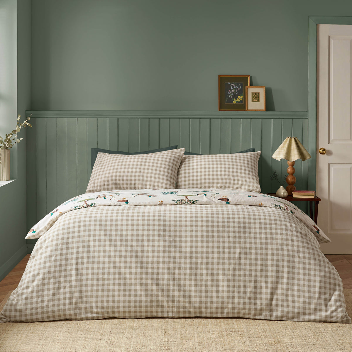 Catherine Lansfield Brushed Mallards Duvet Cover Bedding Set Cream