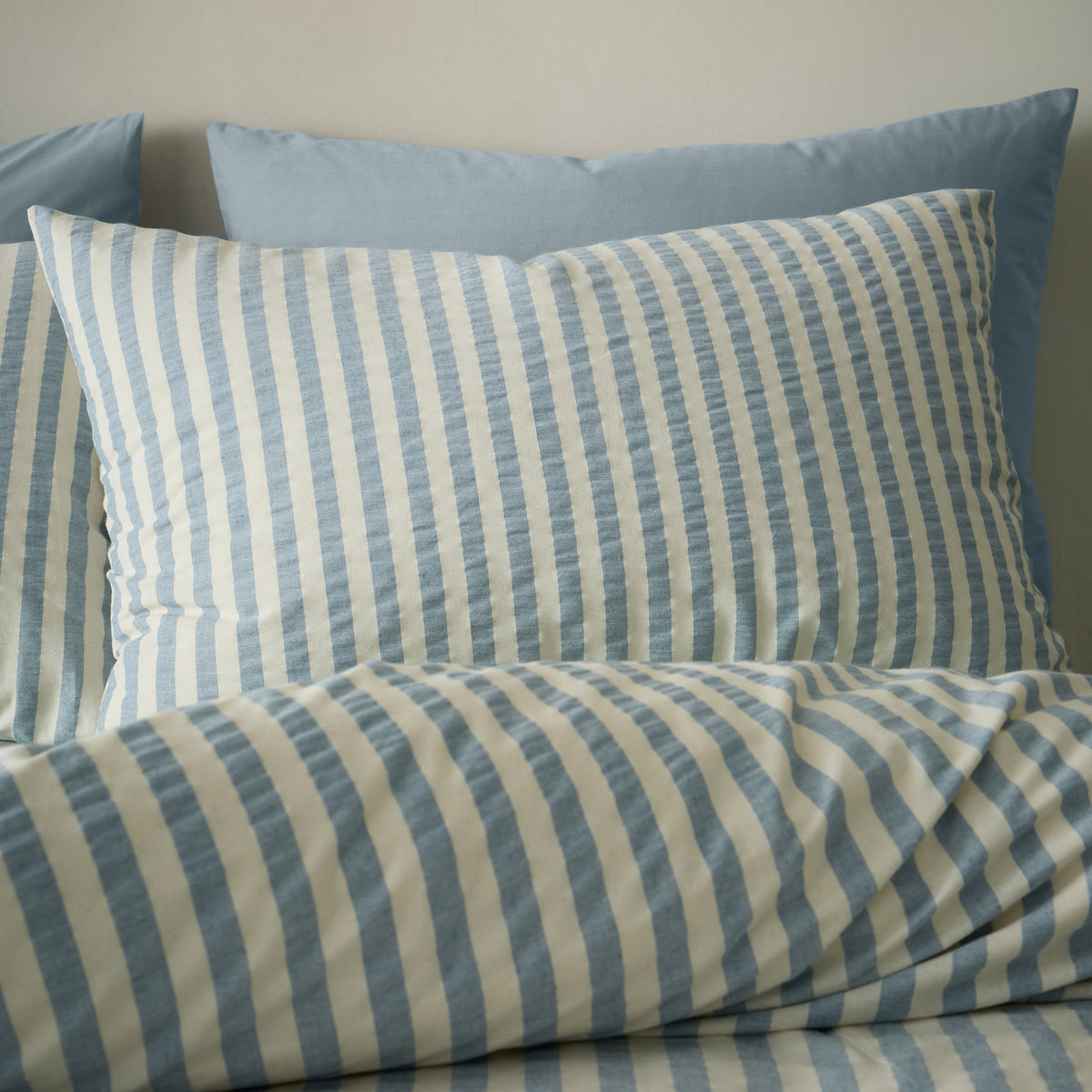 Pineapple Elephant Cotton Rich Woven Stripe Duvet Cover Bedding Set Blue