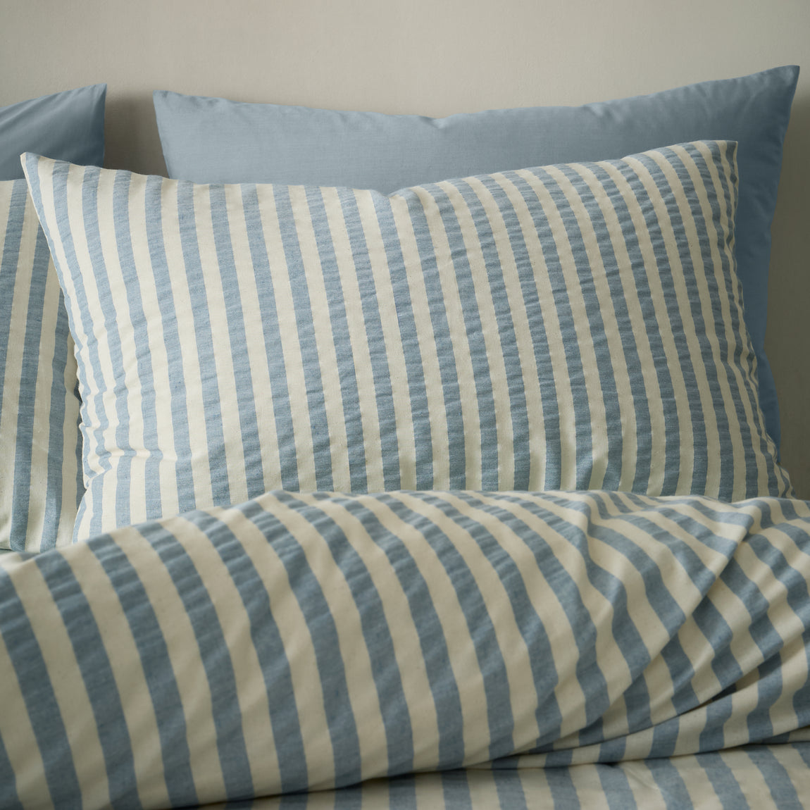 Pineapple Elephant Cotton Rich Woven Stripe Duvet Cover Bedding Set Blue