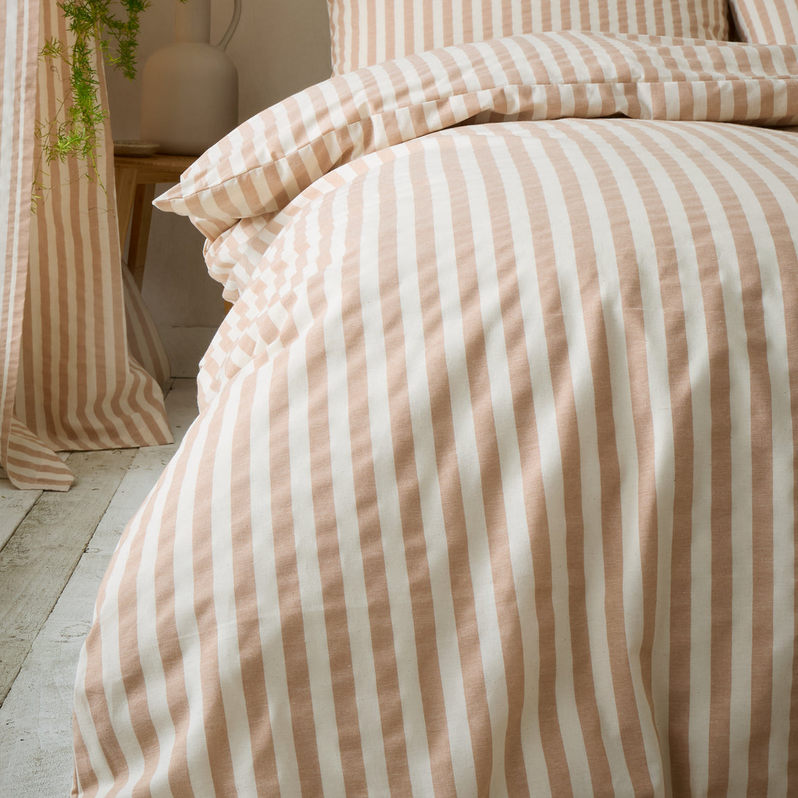 Pineapple Elephant Cotton Rich Woven Stripe Duvet Cover Bedding Set Clay