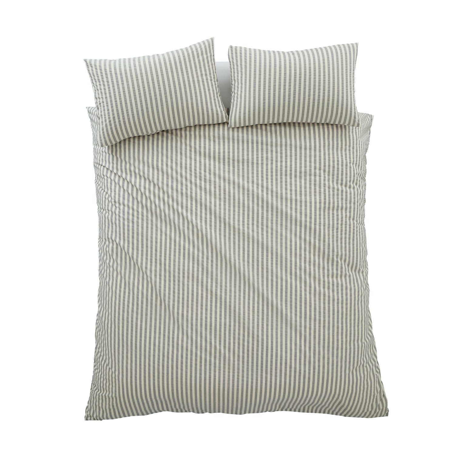 Pineapple Elephant Cotton Rich Woven Stripe Duvet Cover Bedding Set Grey