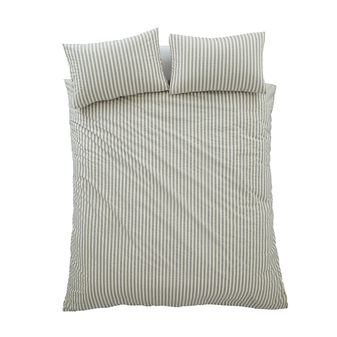 Pineapple Elephant Cotton Rich Woven Stripe Duvet Cover Bedding Set Grey
