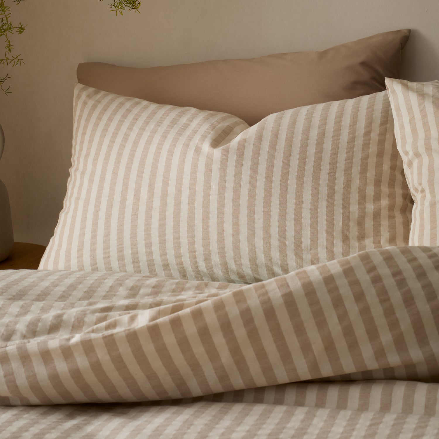 Pineapple Elephant Cotton Rich Woven Stripe Duvet Cover Bedding Set Natural
