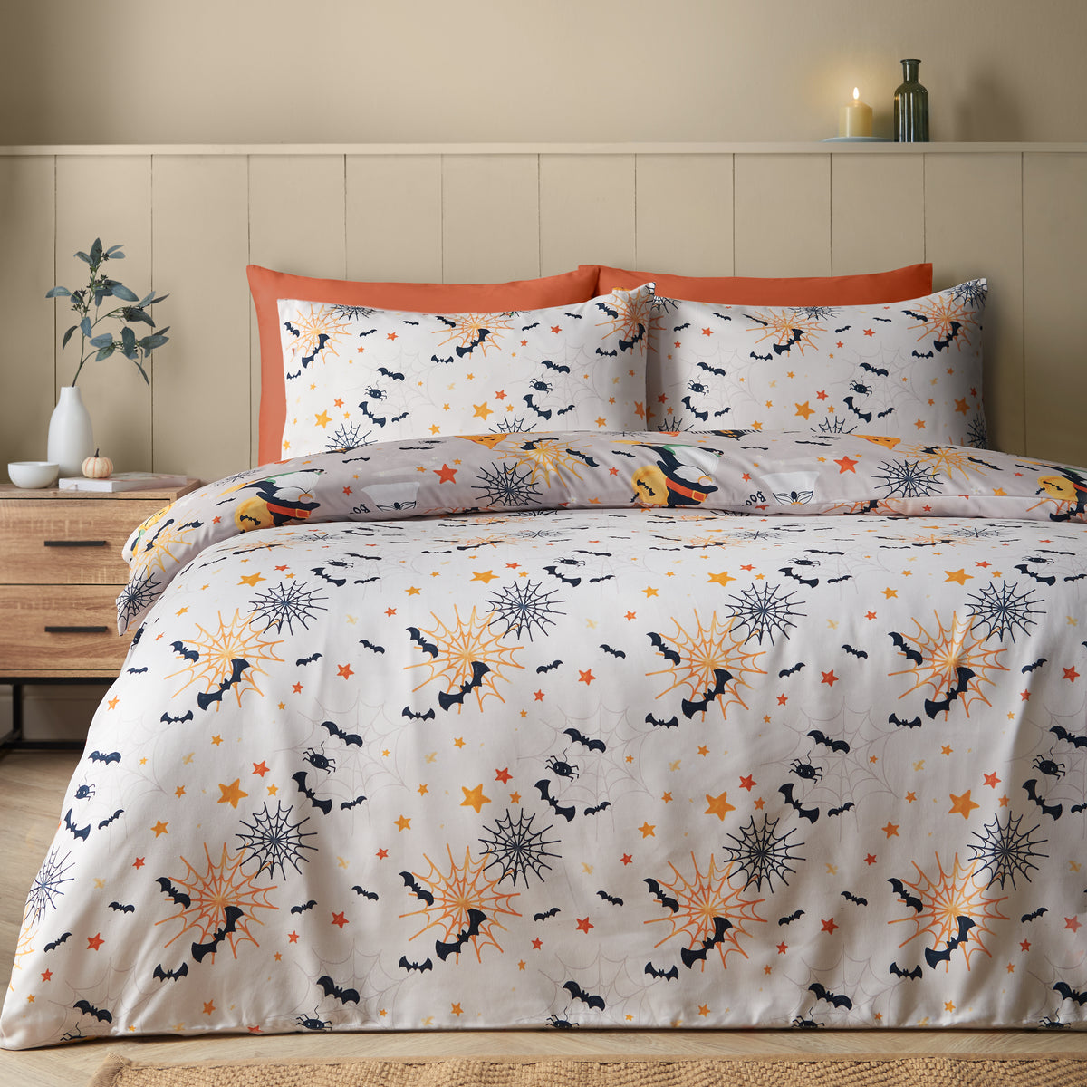 Catherine Lansfield Halloween Gonks Duvet Cover Bedding Set Natural