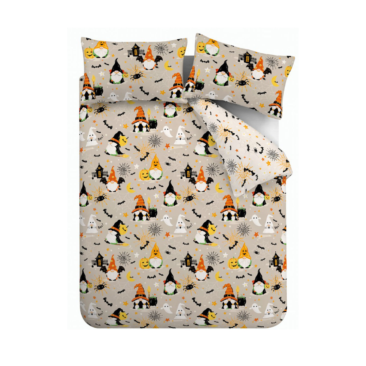 Catherine Lansfield Halloween Gonks Duvet Cover Bedding Set Natural