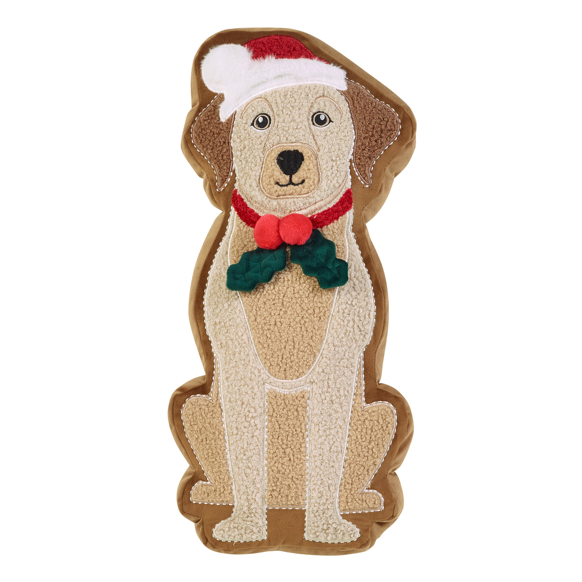 Catherine Lansfield Christmas Dog Filled Cushion Cream Red