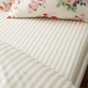 Cath Kidston Canopy Stripe Bed Linen Fitted Sheet Green