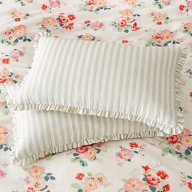 Cath Kidston Canopy Stripe Pair of Houswife Pillowcases Green